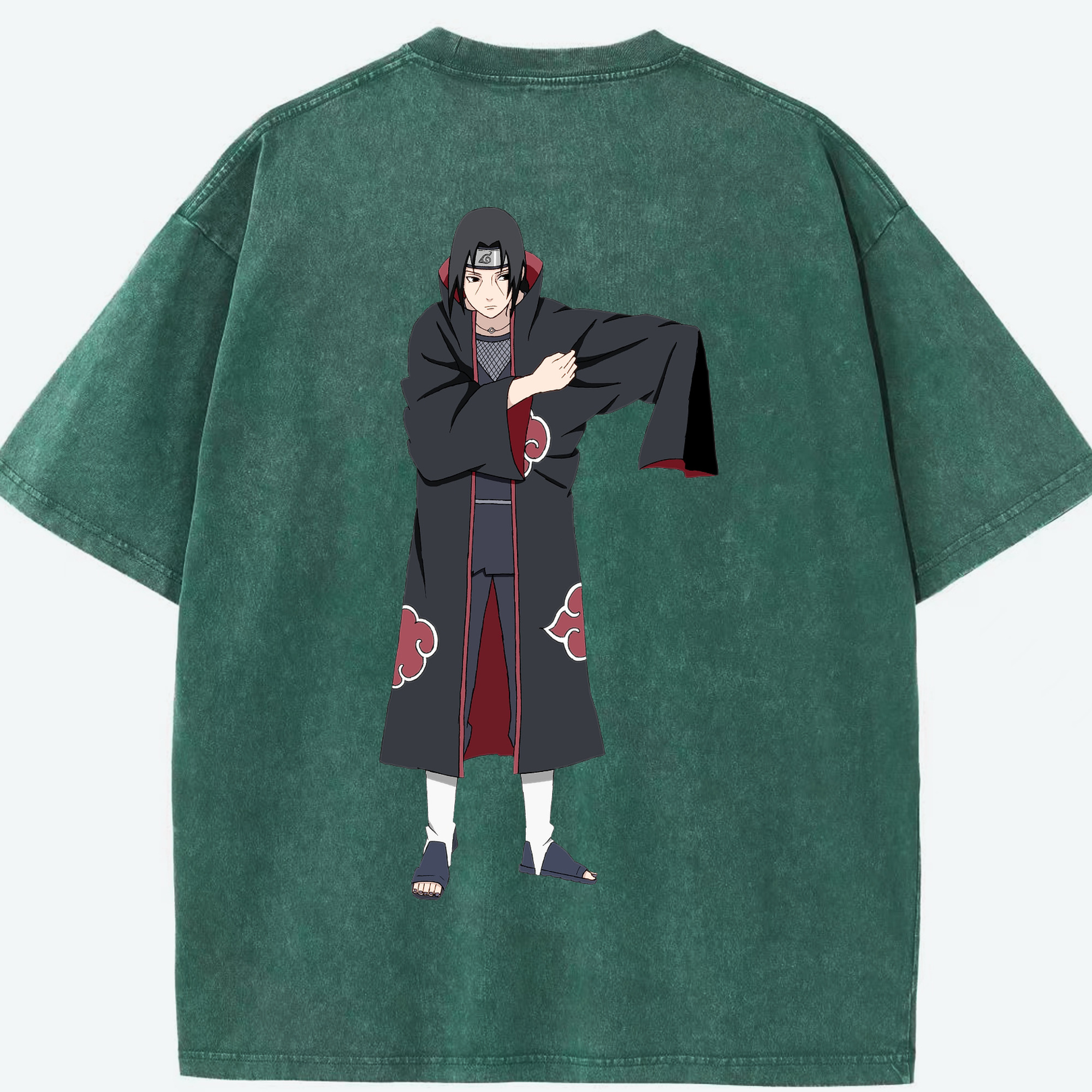 （画像用） NARUTO -ナルト- うちは イタチ Uchiha Itachi 綿100% ヴィンテージ風 半袖Tシャツ（背面プリント）